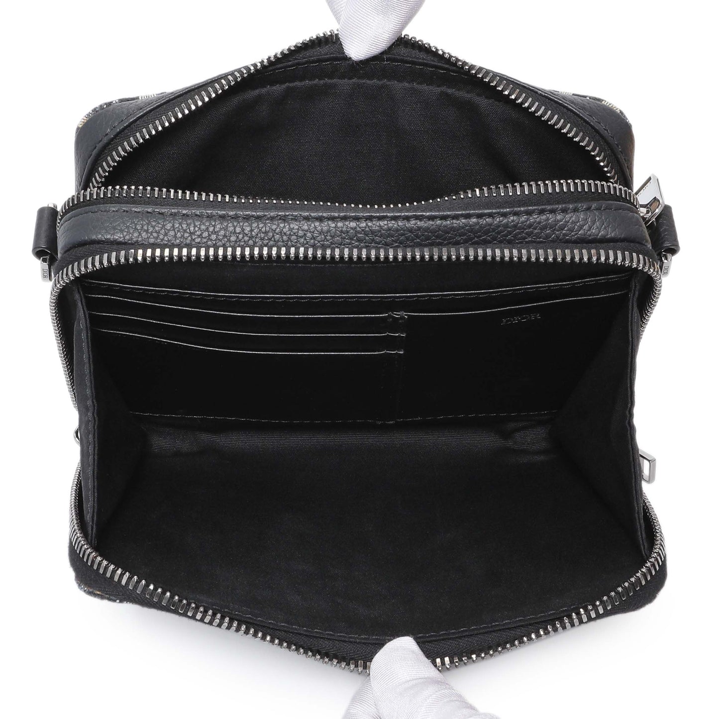 Exclusive Christian Dior Oblique Zipped Pouch with Strap — Top View