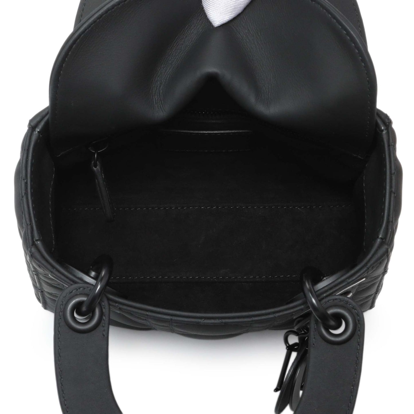 Exclusive Christian Dior Black Ultra Matte Calfskin Cannage Mini Lady Dior — Top View