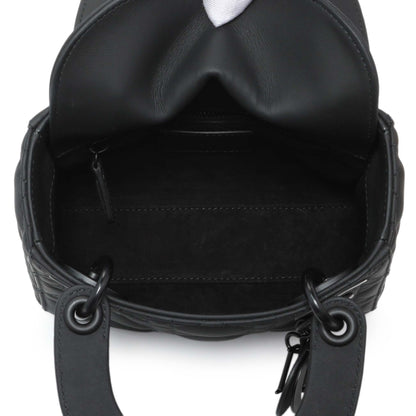 Exclusive Christian Dior Black Ultra Matte Calfskin Cannage Mini Lady Dior — Top View