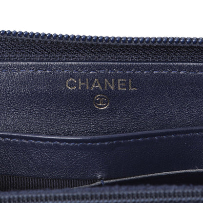 Exclusive Chanel Navy Chevron Quilted Caviar Boy Long Zip Around Wallet — Alternate View 9