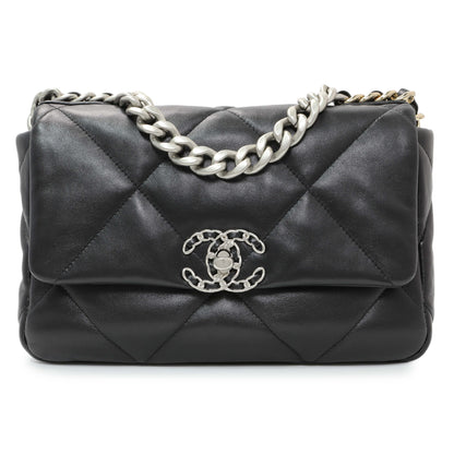 Exclusive Chanel Black Lambskin Quilted Medium Chanel 19 Flap — Side View