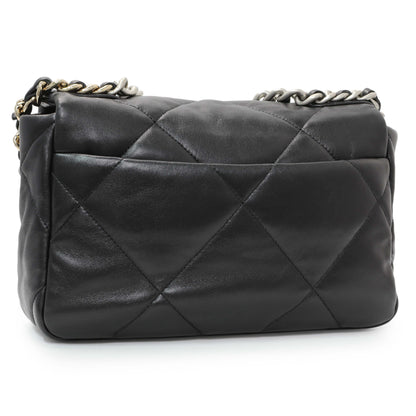 Exclusive Chanel Black Lambskin Quilted Medium Chanel 19 Flap — Back View