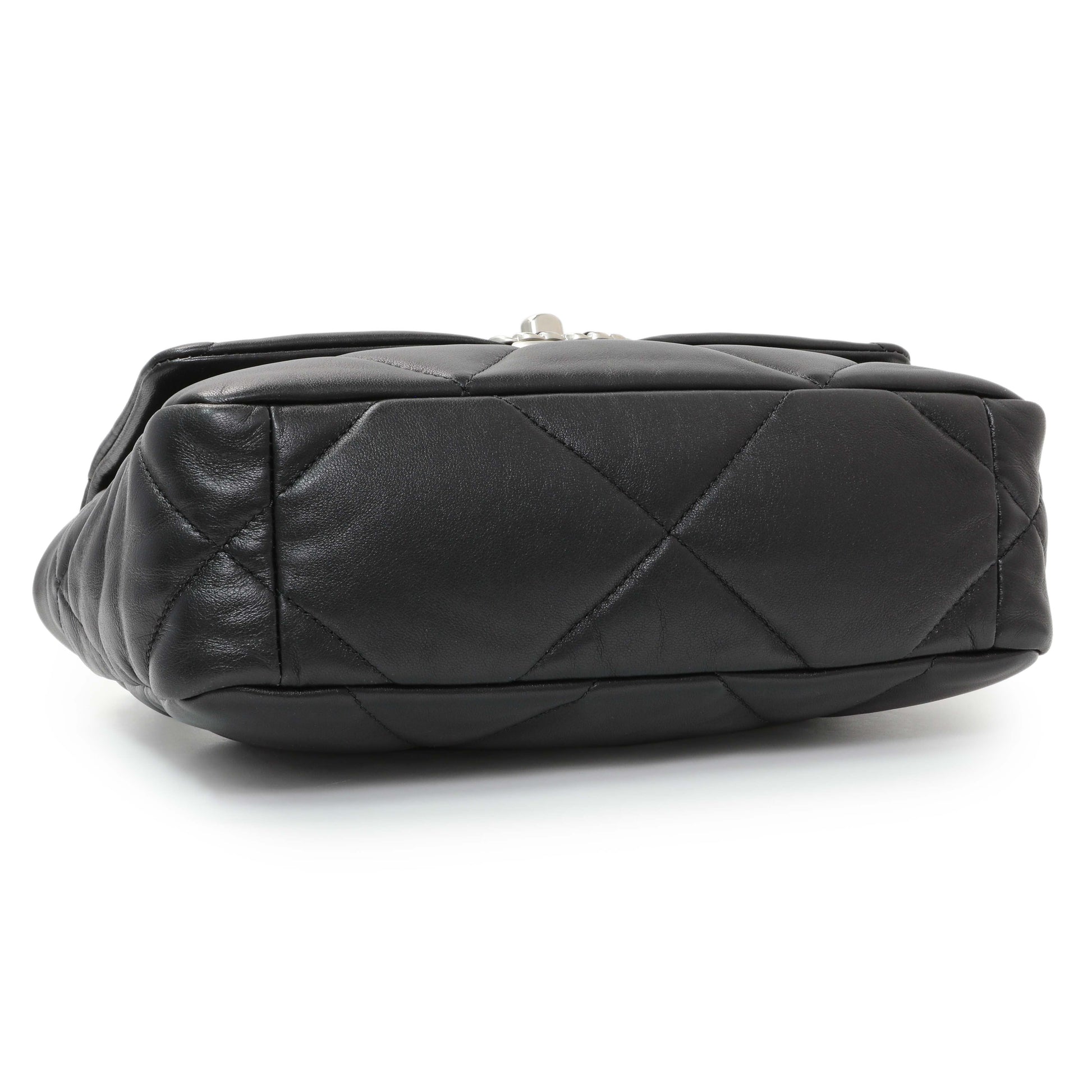 Exclusive Chanel Black Lambskin Quilted Medium Chanel 19 Flap — Top View