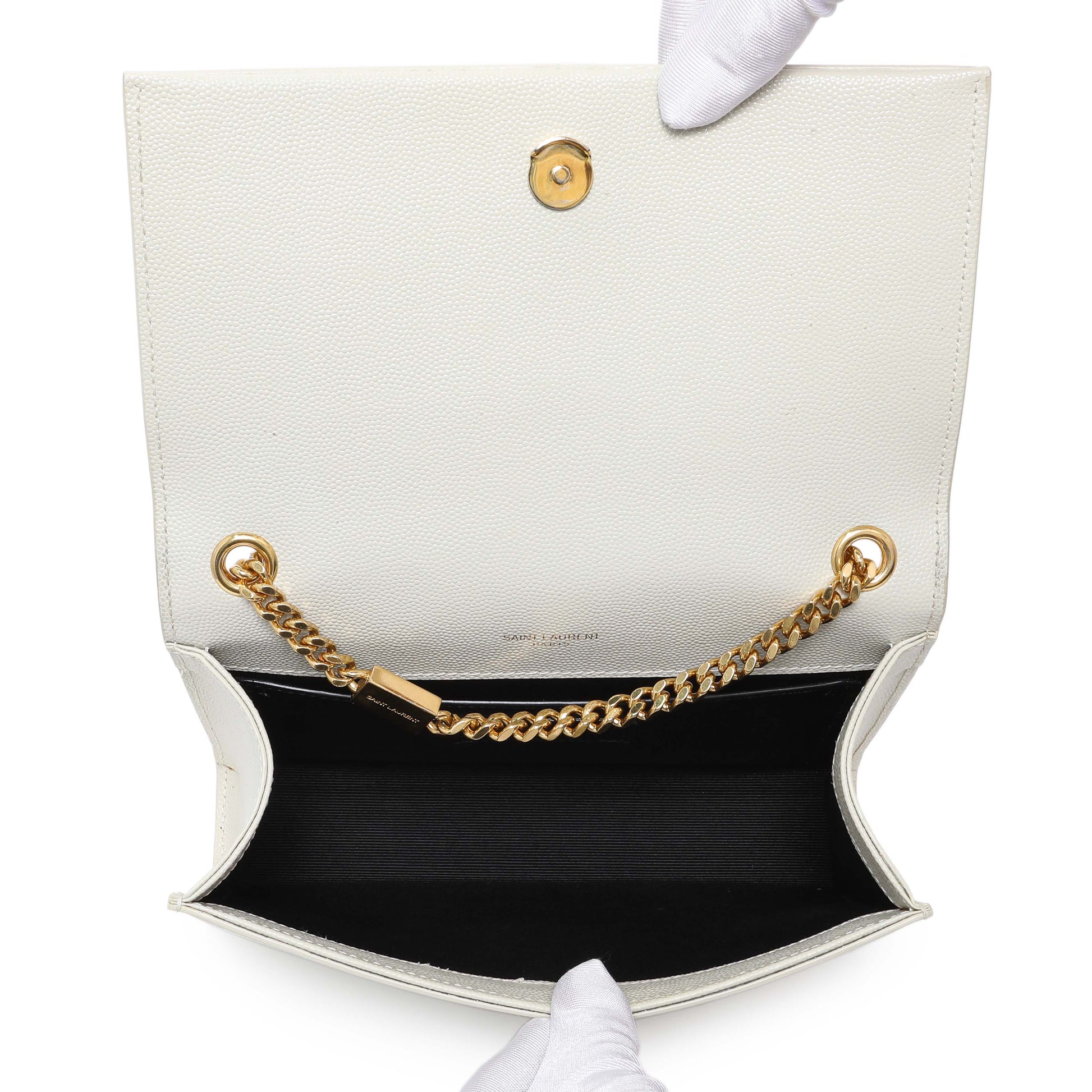 Exclusive Saint Laurent Crema Soft Grain De Poudre Small Classic Monogram Kate Tassel Satchel — Alternate View 8