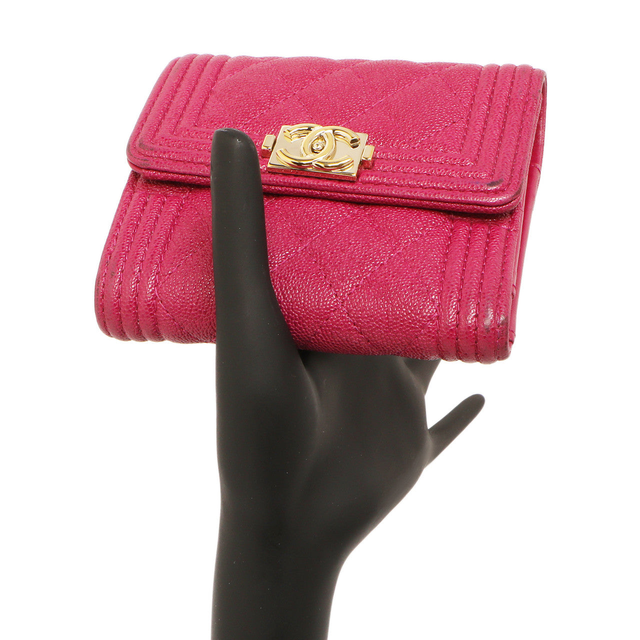 Exclusive Chanel Fuchsia Quilted Caviar Boy Compact Wallet — Alternate View 12