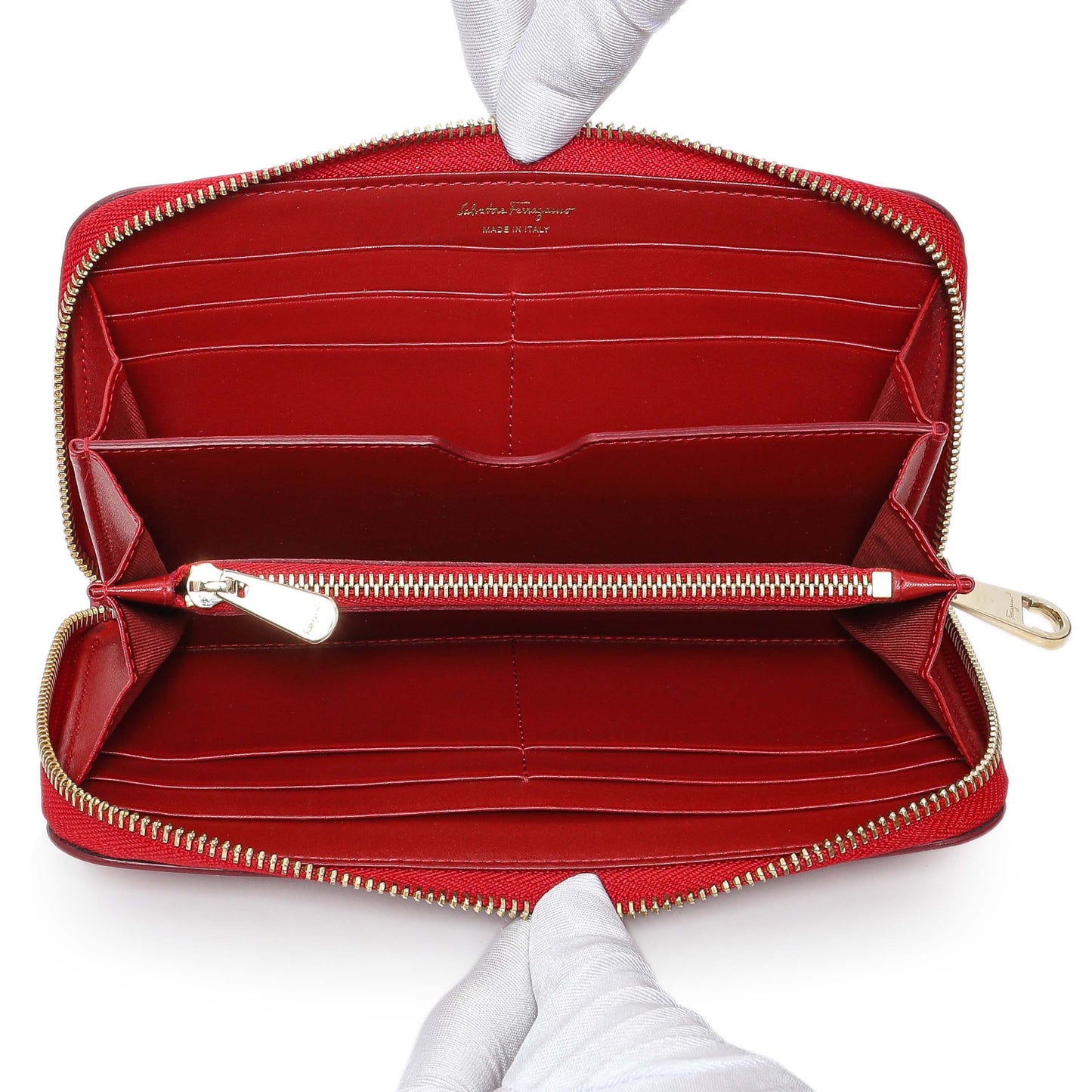 Exclusive Salvatore Ferragamo Red Calfskin Continental Wallet — Top View
