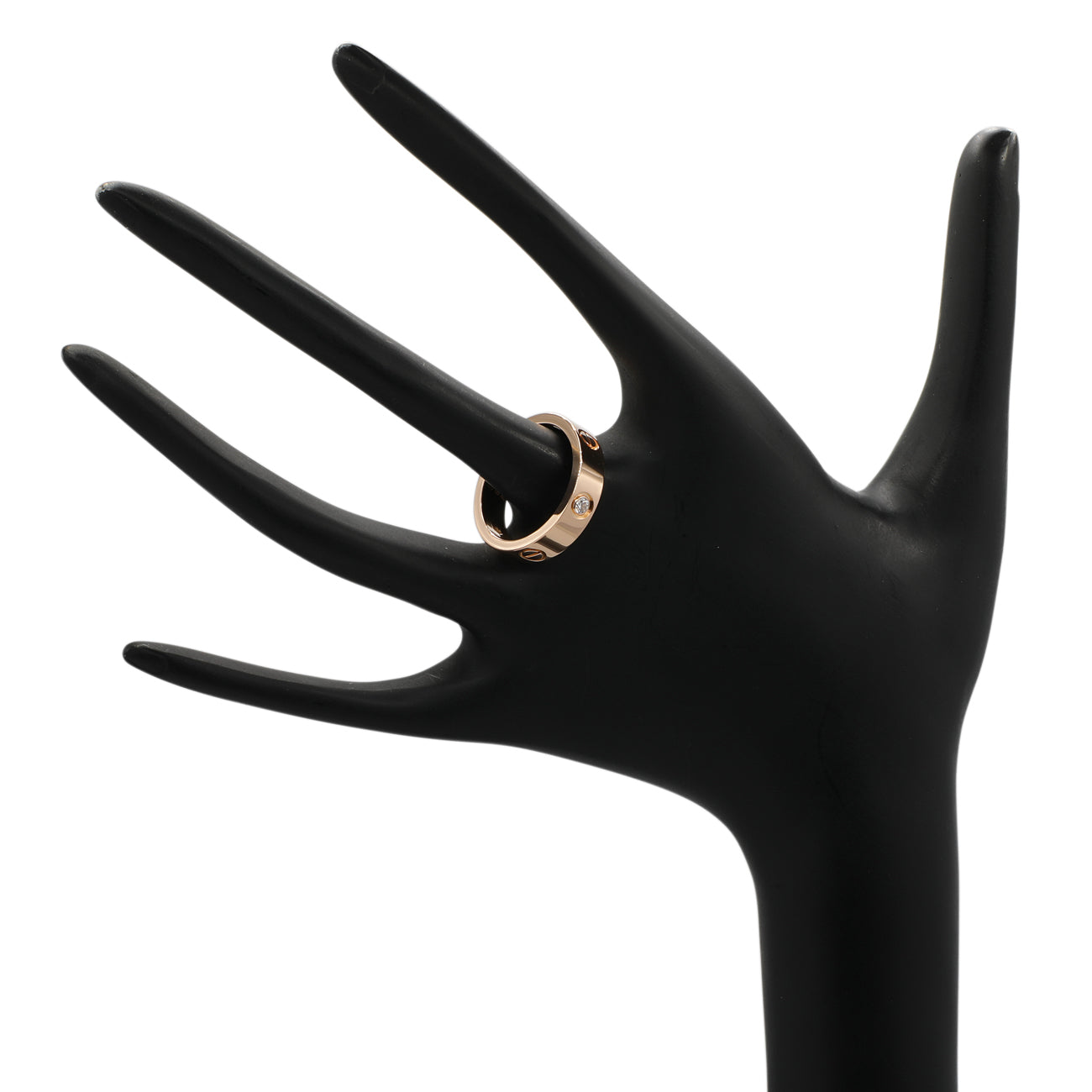 Exclusive Cartier 18K Rose Gold 3 Diamond Love Ring — Back View