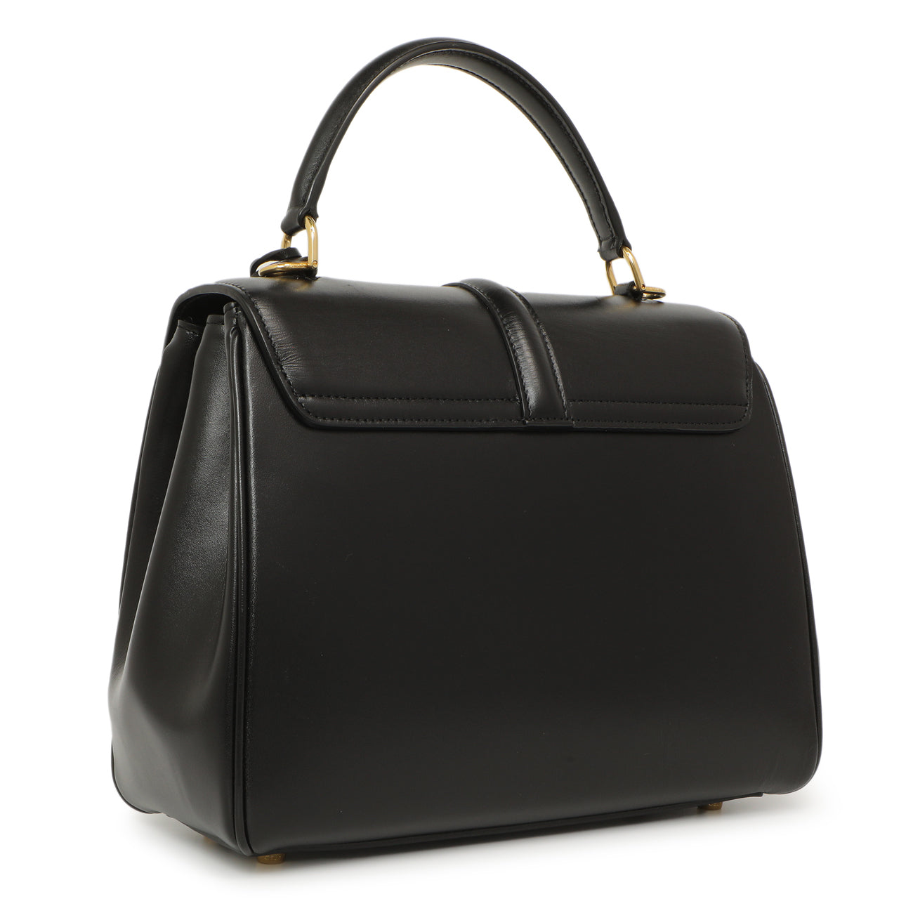 Exclusive Celine Black Calfskin Small 16 Top Handle Bag — Side View