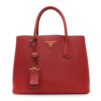 Exclusive Prada Red Saffiano Medium Double Bag — Front View