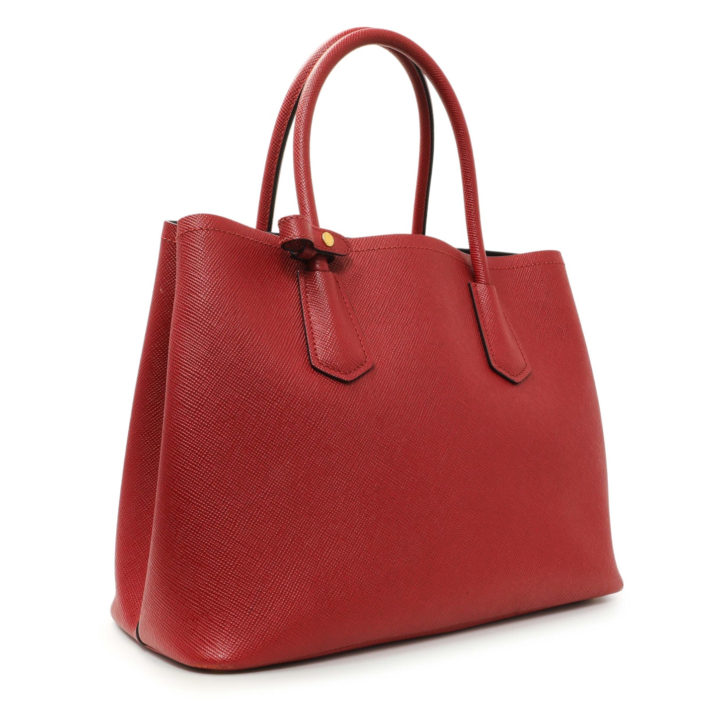 Exclusive Prada Red Saffiano Medium Double Bag — Side View