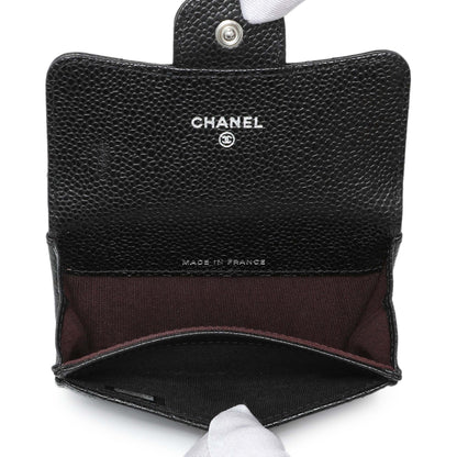 Exclusive Chanel Black Caviar Quilted Flap Card Holder Wallet — Top View
