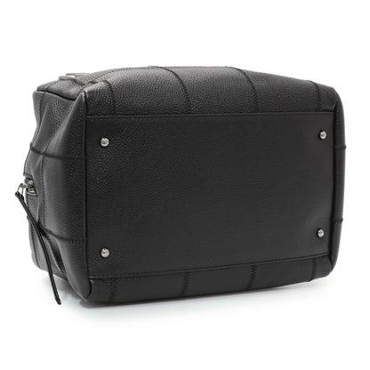 Exclusive Chanel Vintage Black Caviar Square Quilted Stitched Bowler Bag — Back View