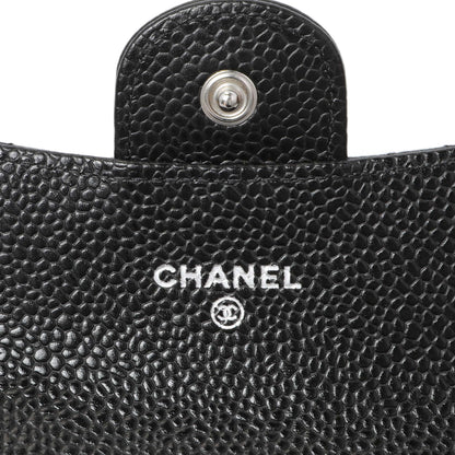 Exclusive Chanel Black Caviar Quilted Flap Card Holder Wallet — Detail View