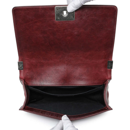 Exclusive Chanel Burgundy Calfskin Double Stitch Medium Boy Flap — Alternate View 8