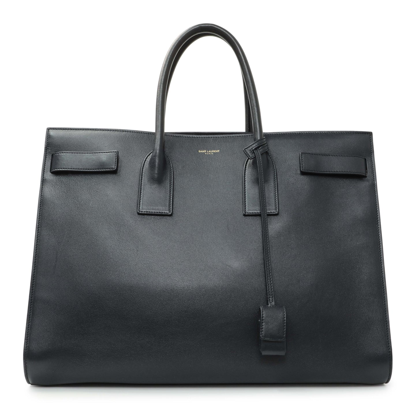 Exclusive Saint Laurent Navy Calfskin Large Sac De Jour — Front View