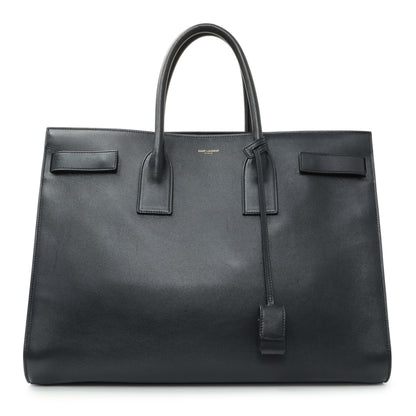 Exclusive Saint Laurent Navy Calfskin Large Sac De Jour — Front View