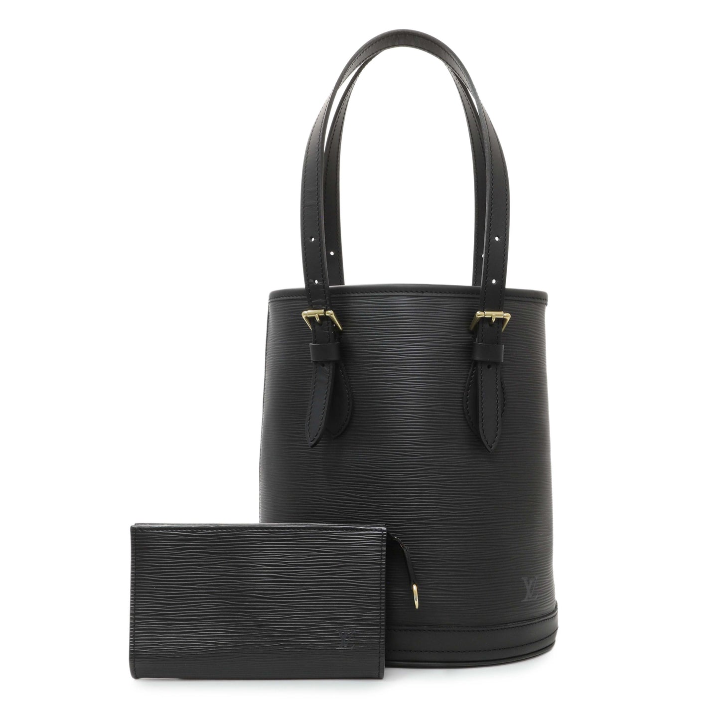Exclusive Louis Vuitton Black Epi Petite Bucket — Front View