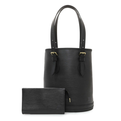 Exclusive Louis Vuitton Black Epi Petite Bucket — Front View