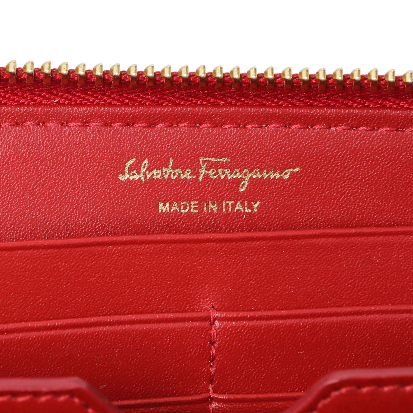Exclusive Salvatore Ferragamo Red Calfskin Continental Wallet — Detail View