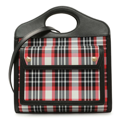 Exclusive Burberry Black Calfskin Check Canvas Mini Pocket Bag — Front View