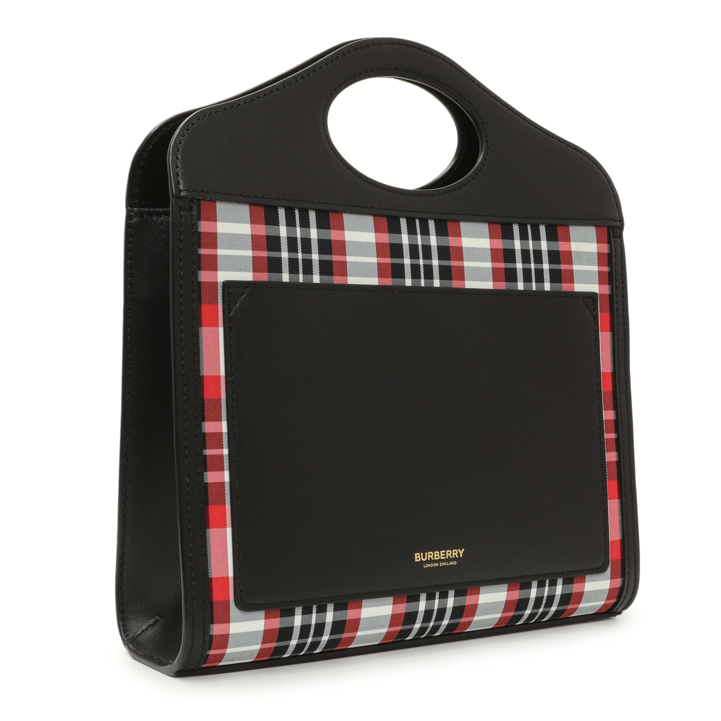 Exclusive Burberry Black Calfskin Check Canvas Mini Pocket Bag — Side View