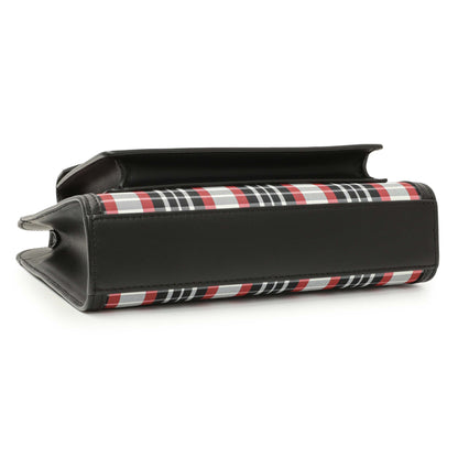 Exclusive Burberry Black Calfskin Check Canvas Mini Pocket Bag — Back View
