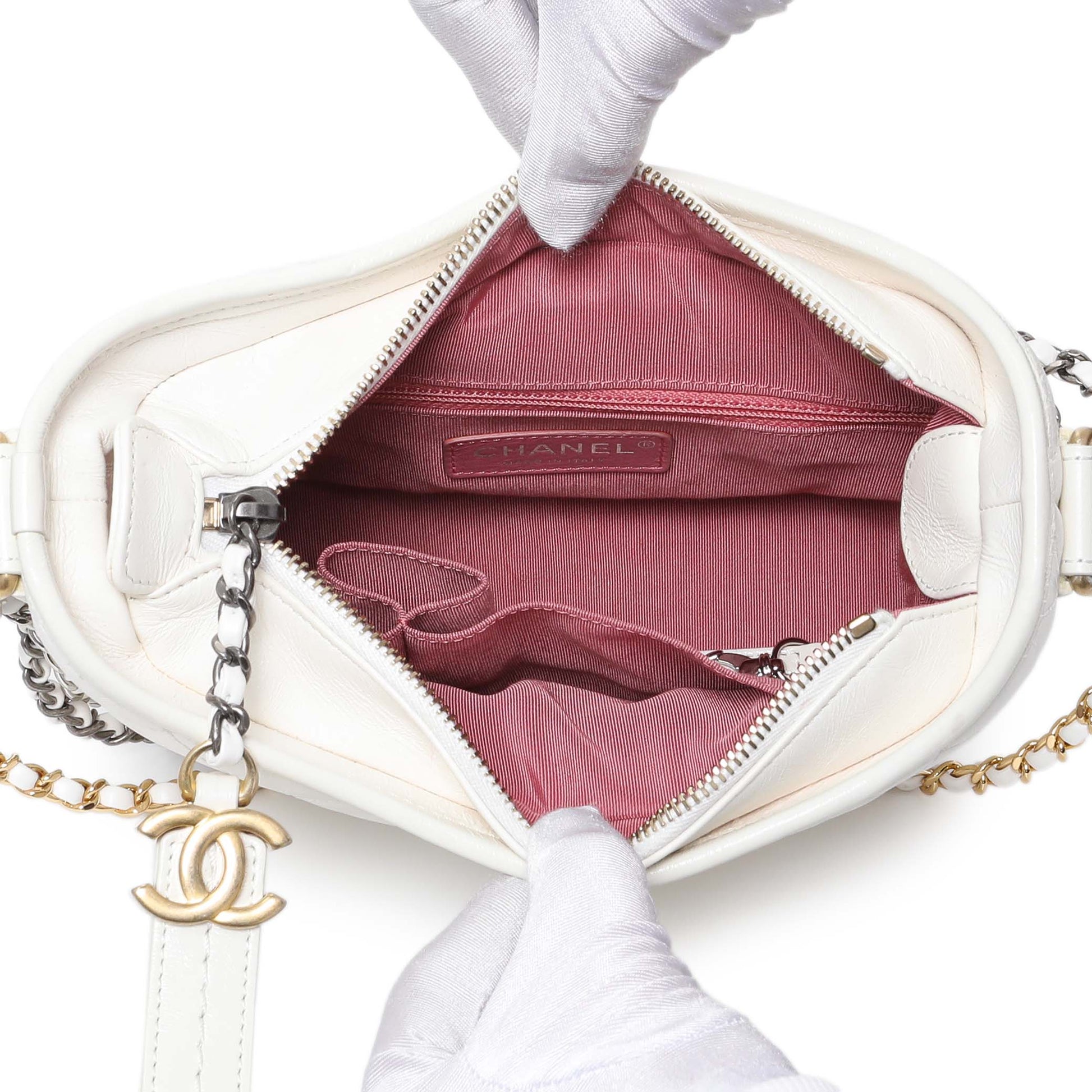 Exclusive Chanel White Aged Calfskin Quilted Small Gabrielle Hobo — Alternate View 8