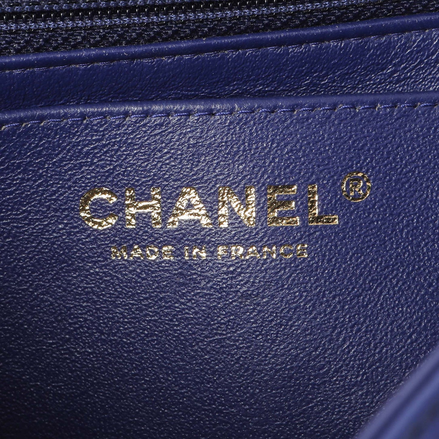 Exclusive Chanel Blue Chevron Quilted Lambskin Mini Rectangular Flap — Alternate View 9
