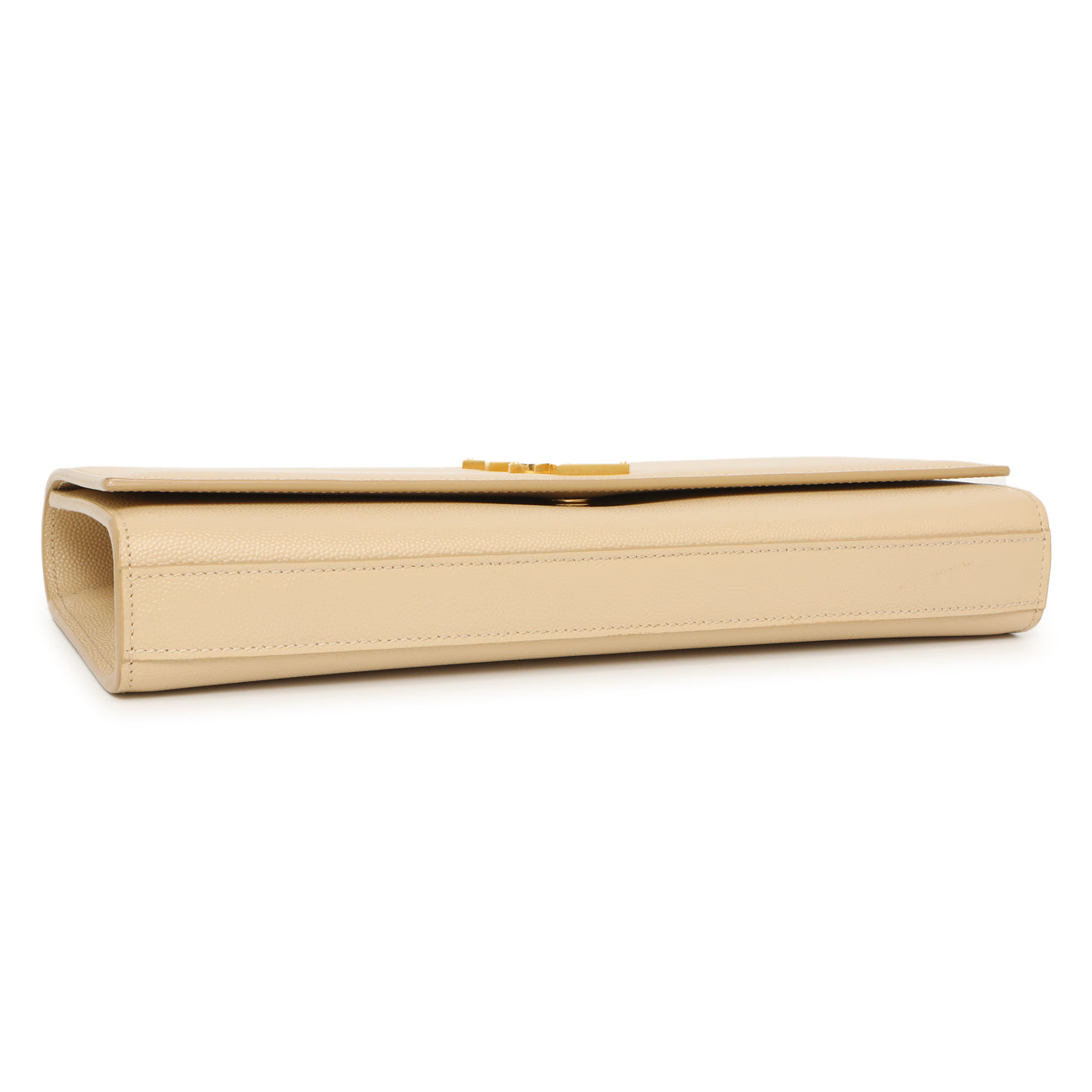 Exclusive Saint Laurent Beige Grain De Poudre Monogram Cassandre Clutch — Back View
