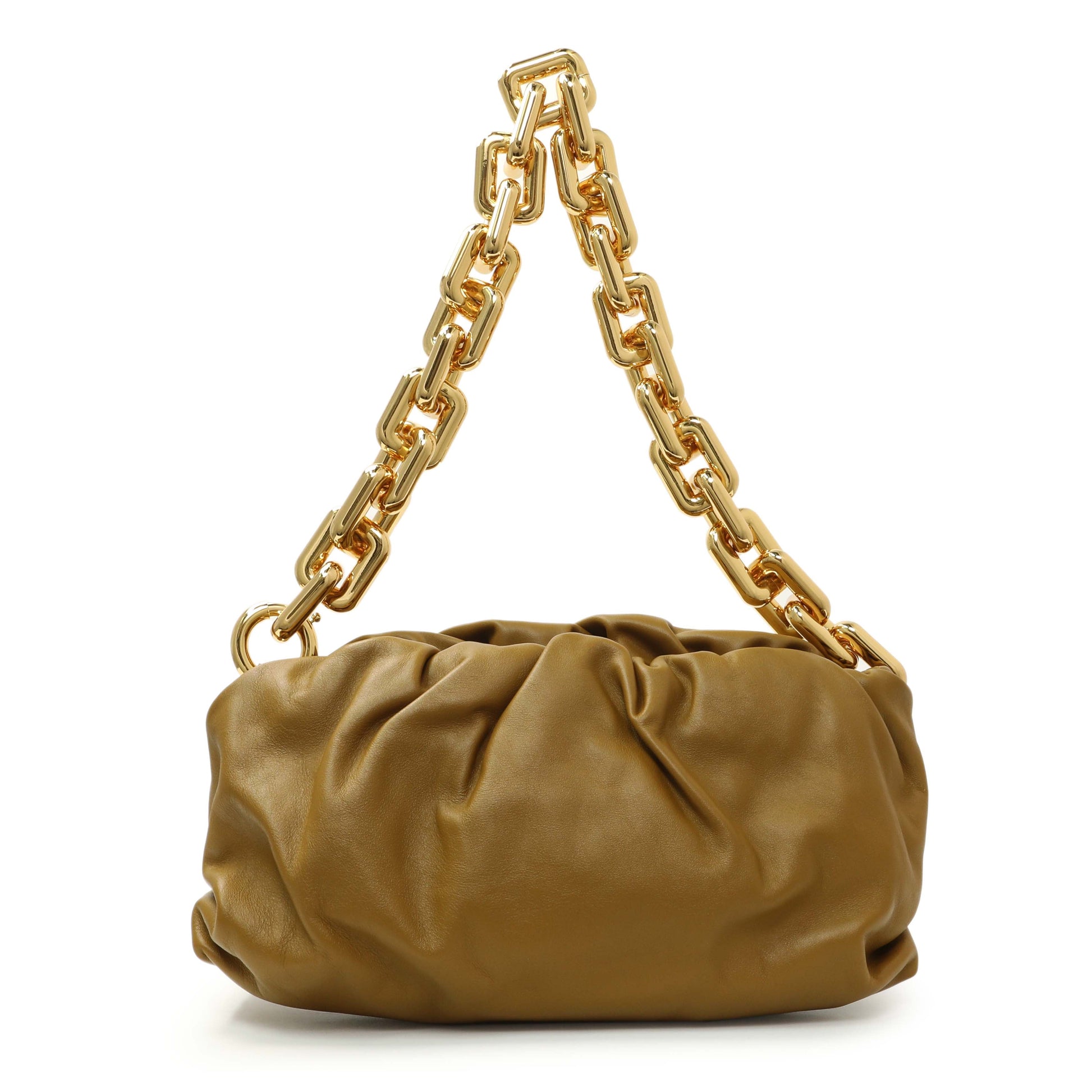 Exclusive Bottega Veneta Moutarde Calfskin The Pouch Chain — Front View