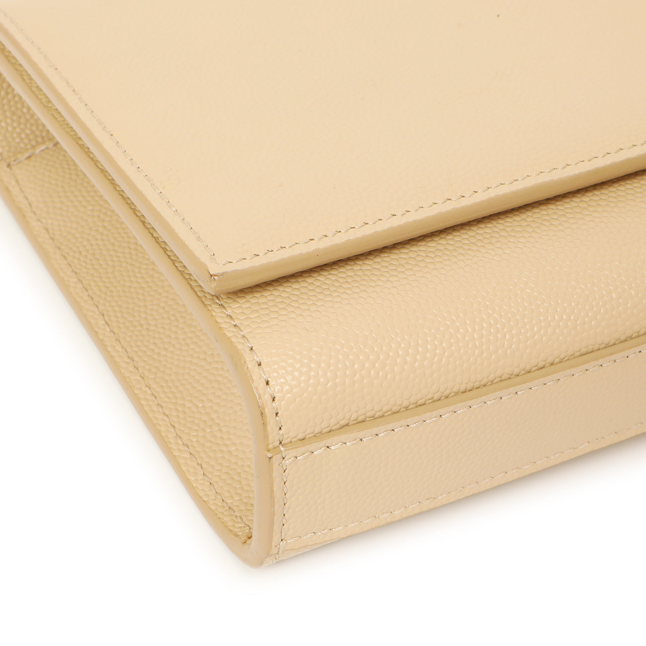 Exclusive Saint Laurent Beige Grain De Poudre Monogram Cassandre Clutch — Top View