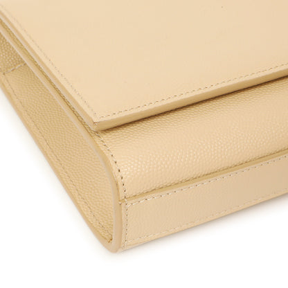 Exclusive Saint Laurent Beige Grain De Poudre Monogram Cassandre Clutch — Top View
