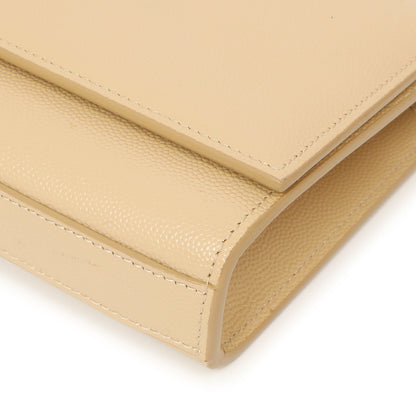 Exclusive Saint Laurent Beige Grain De Poudre Monogram Cassandre Clutch — Detail View