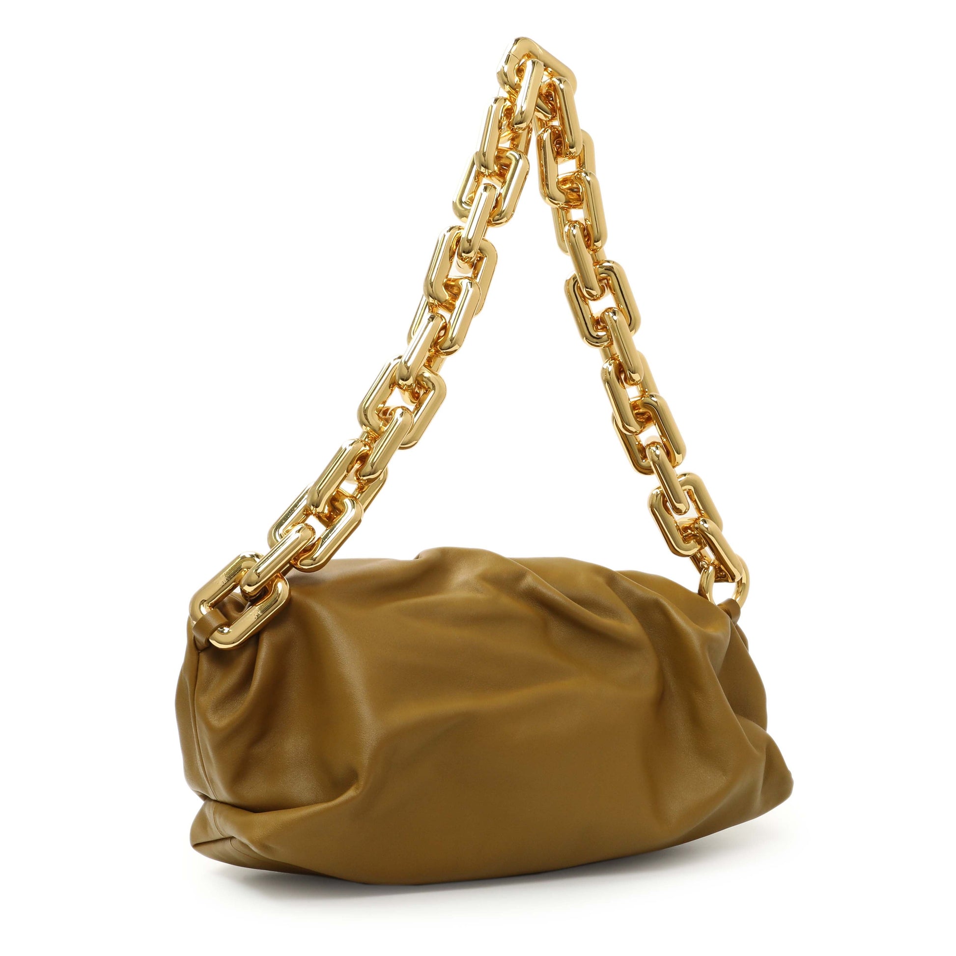 Exclusive Bottega Veneta Moutarde Calfskin The Pouch Chain — Side View