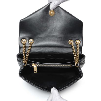 Exclusive Saint Laurent Black Calfskin Loulou Chain Satchel Small — Alternate View 8
