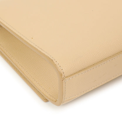 Exclusive Saint Laurent Beige Grain De Poudre Monogram Cassandre Clutch — Lifestyle View