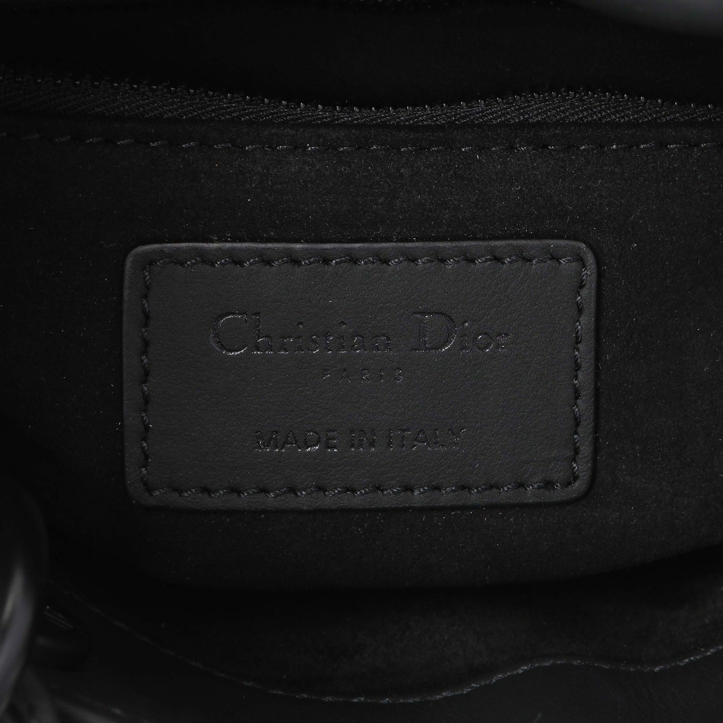 Exclusive Christian Dior Black Ultra Matte Calfskin Cannage Mini Lady Dior — Detail View