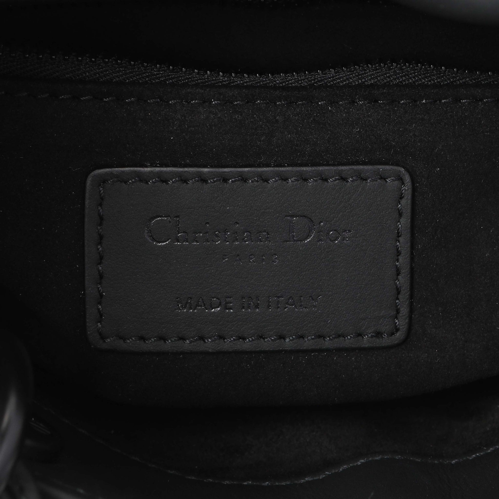 Exclusive Christian Dior Black Ultra Matte Calfskin Cannage Mini Lady Dior — Detail View