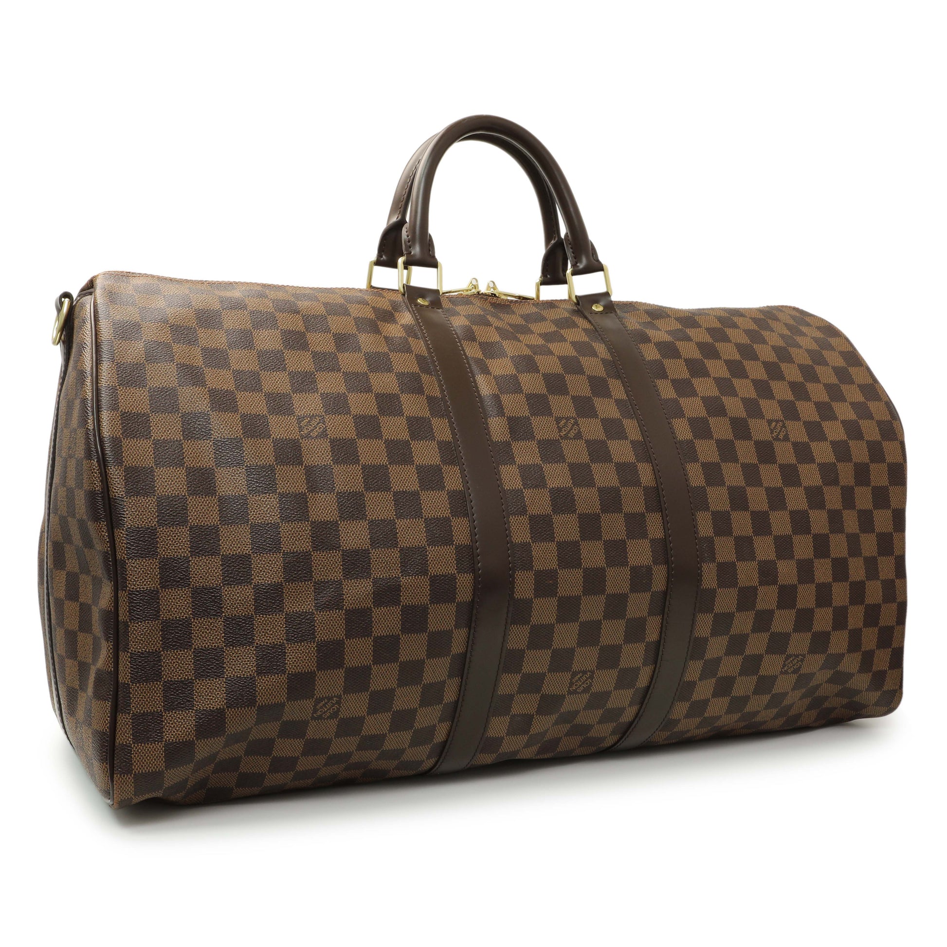 Exclusive Louis Vuitton Damier Ebene Keepall Bandouliere 55 — Side View