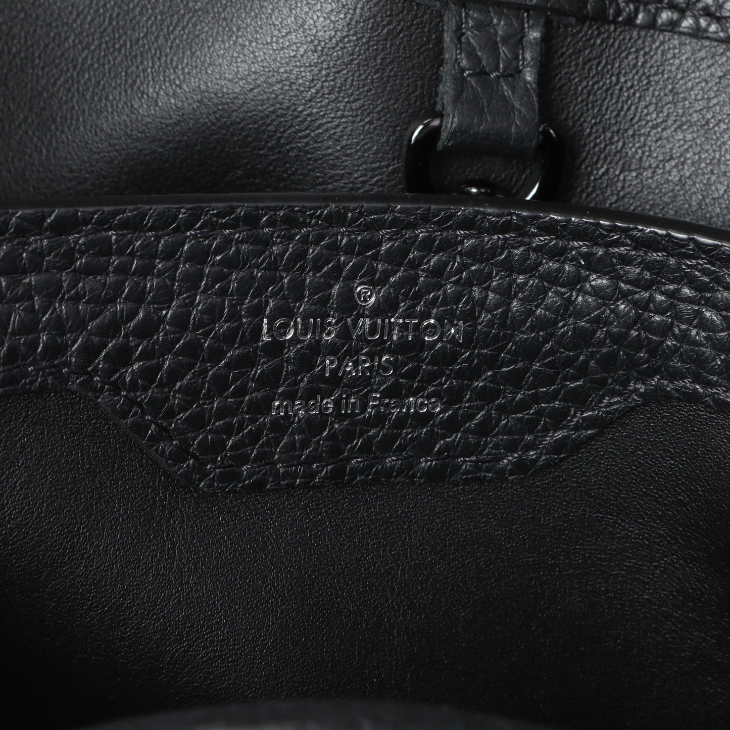 Exclusive Louis Vuitton Black Taurillon Capucines BB — Detail View