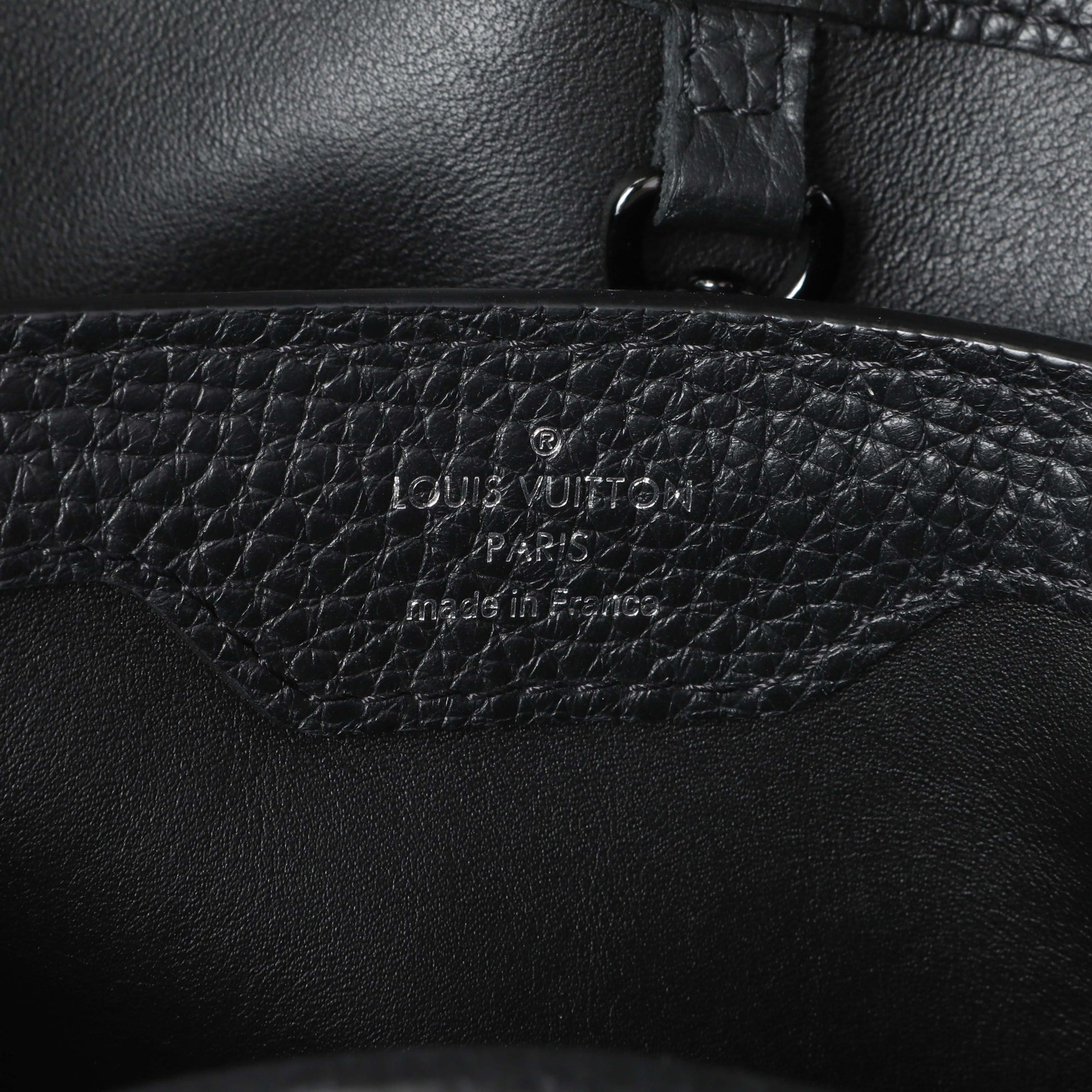 Exclusive Louis Vuitton Black Taurillon Capucines BB — Detail View