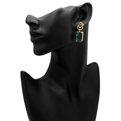 Exclusive 18K Yellow Gold 38.58 Carat Blue Topaz Earrings — Back View