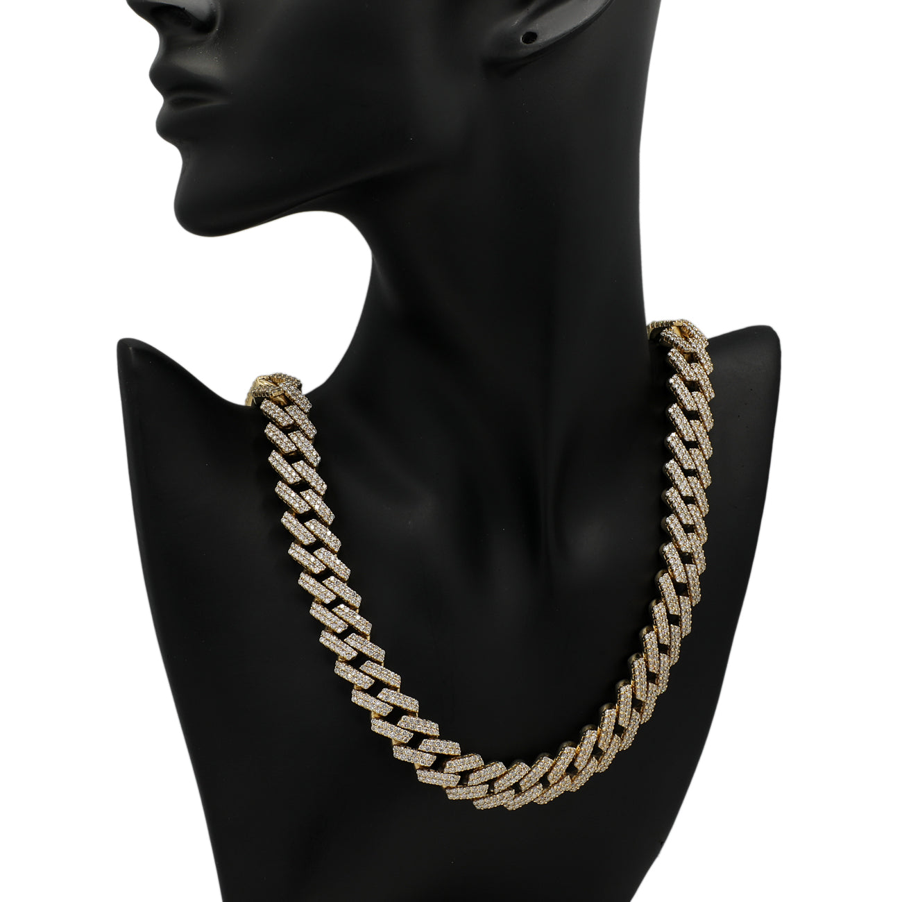 Exclusive 10K Yellow Gold 37.37 Carat Pave Diamond Curb Link Chain — Back View