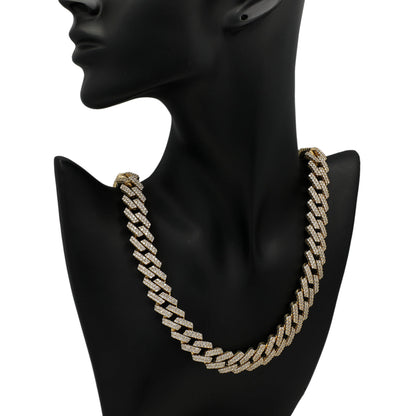 Exclusive 10K Yellow Gold 37.37 Carat Pave Diamond Curb Link Chain — Back View