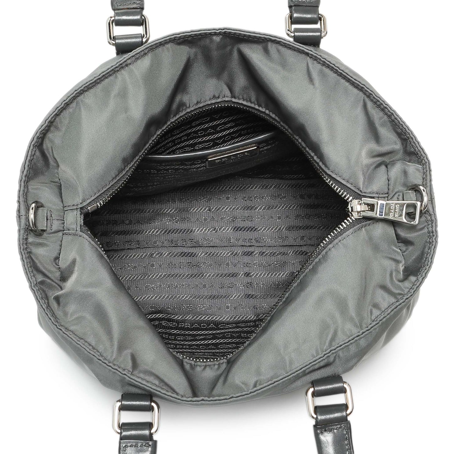 Exclusive Prada Grey Tessuto Nylon Tote — Top View