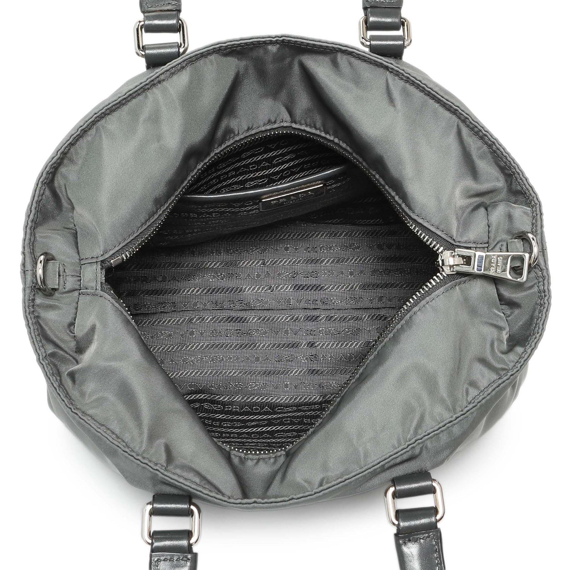 Exclusive Prada Grey Tessuto Nylon Tote — Top View