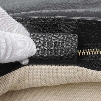 Exclusive Gucci Black Pebbled Calfskin Medium Soho Flap Crossbody — Lifestyle View