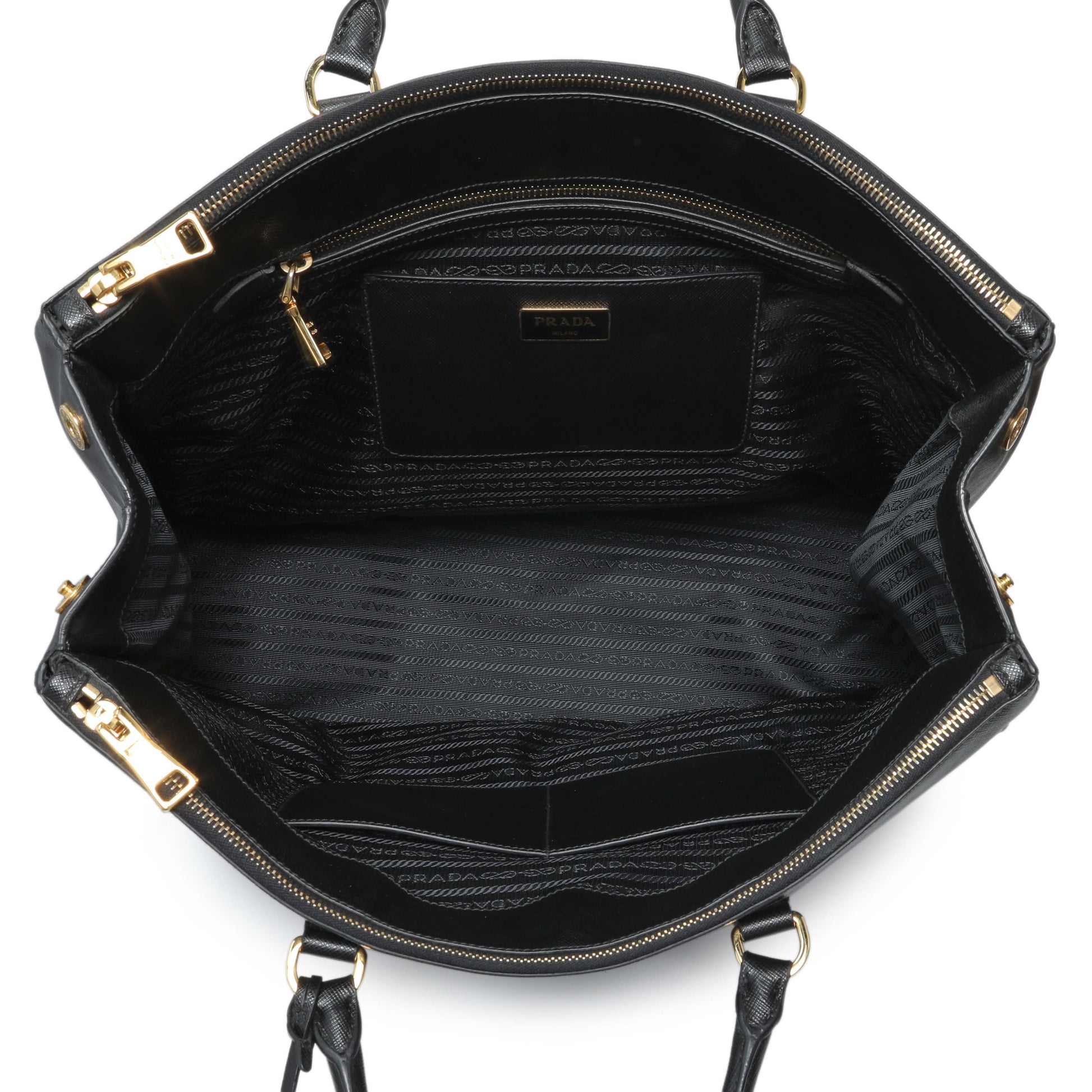Exclusive Prada Black Saffiano Large Galleria Double Zip Tote — Alternate View 8