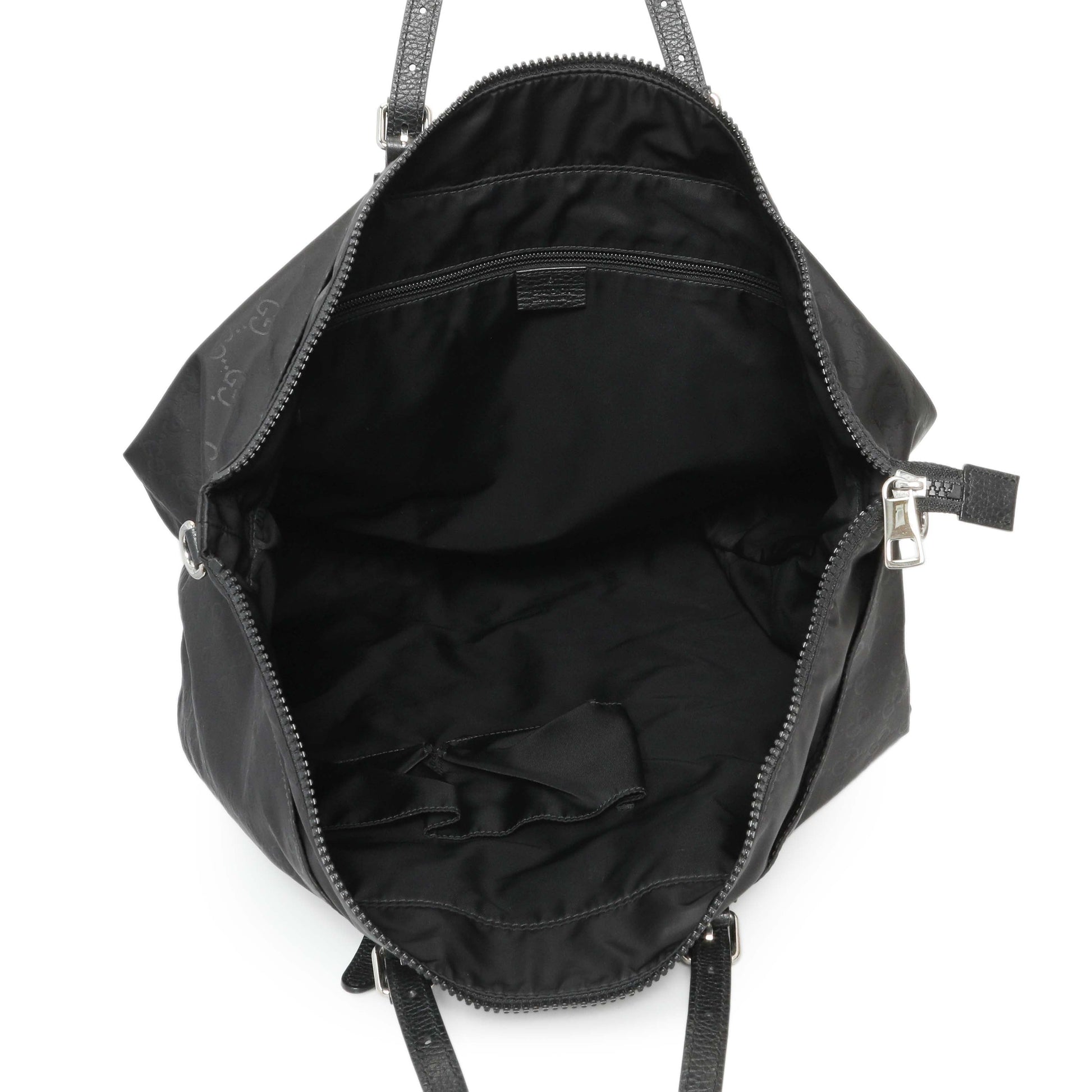 Exclusive Gucci Black Nylon Monogram Tote — Top View