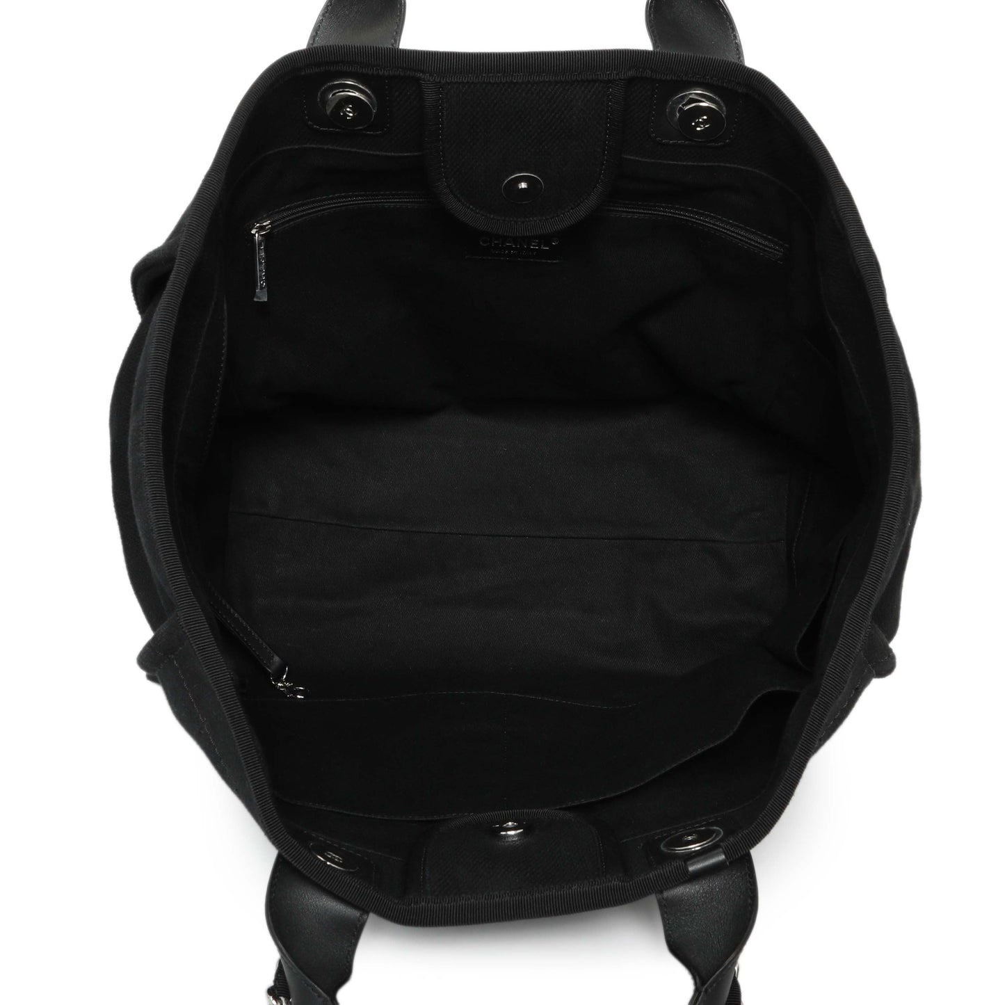 Exclusive Chanel Black Mixed Fibers Medium Deauville — Top View